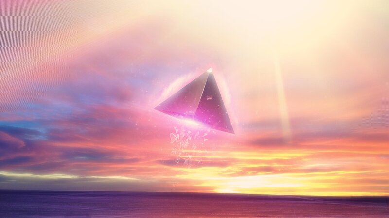 Glowing Pyramid over Ocean