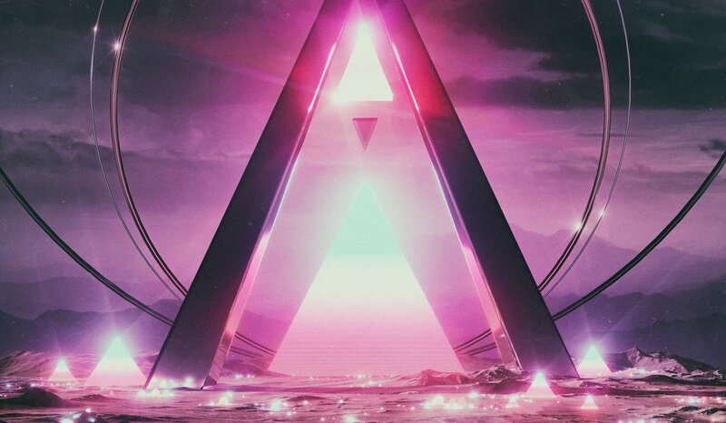 Glowing Pyramid Structure — Purple