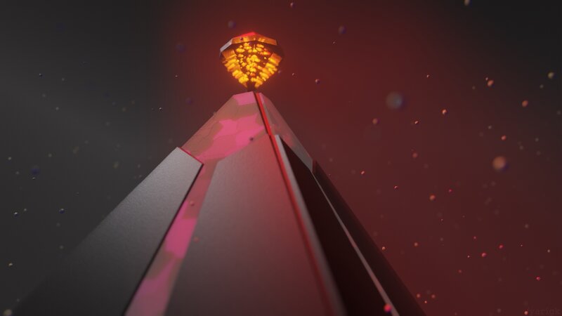 Glowing Pyramid Structure — Red