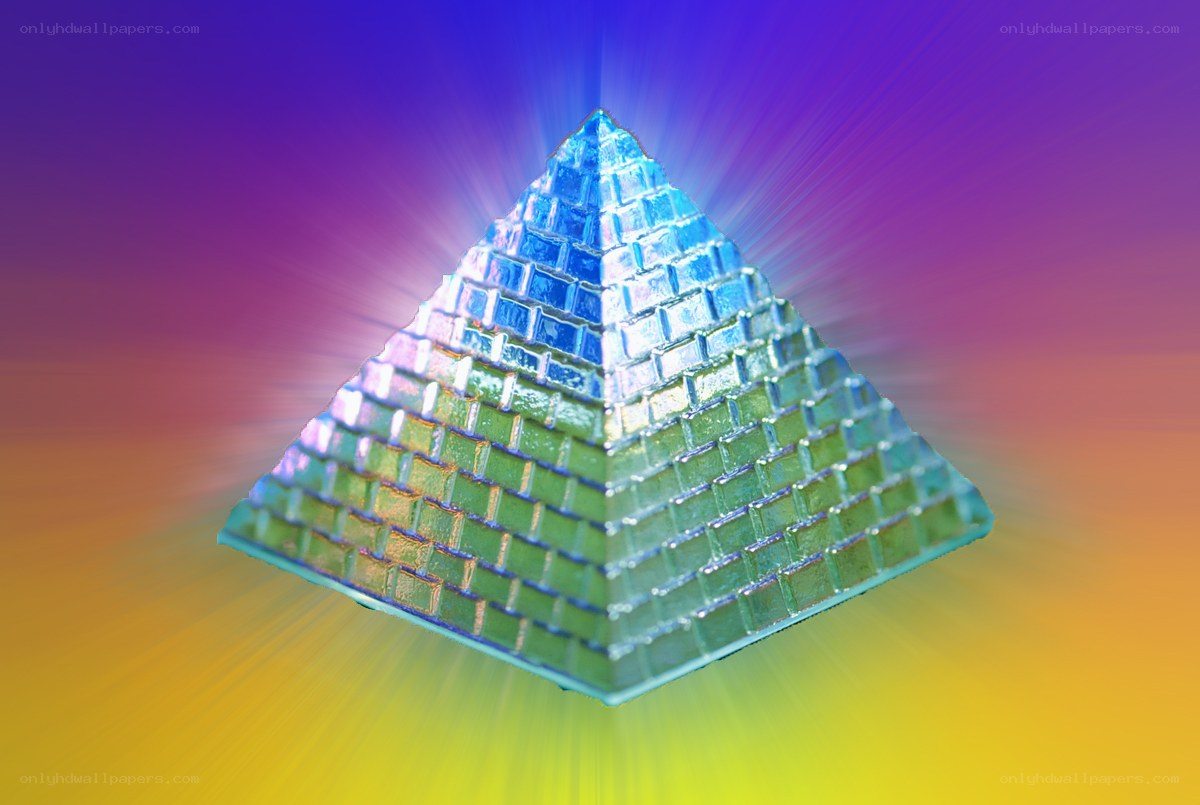 glowing pyramid with radiant light