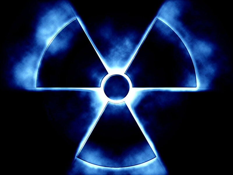 Glowing Radiation Symbol — Blue