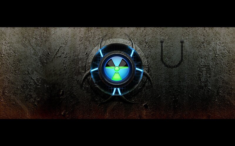 glowing radiation symbol on wall
