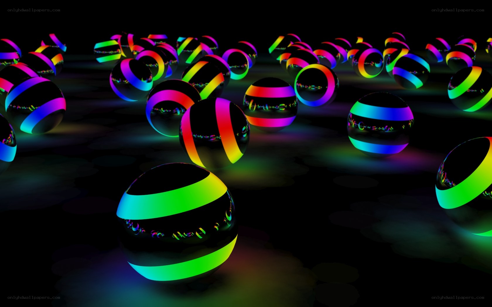 glowing rainbow spheres