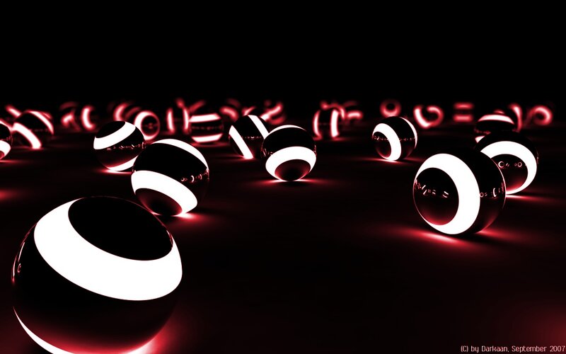 Glowing red and black spheres