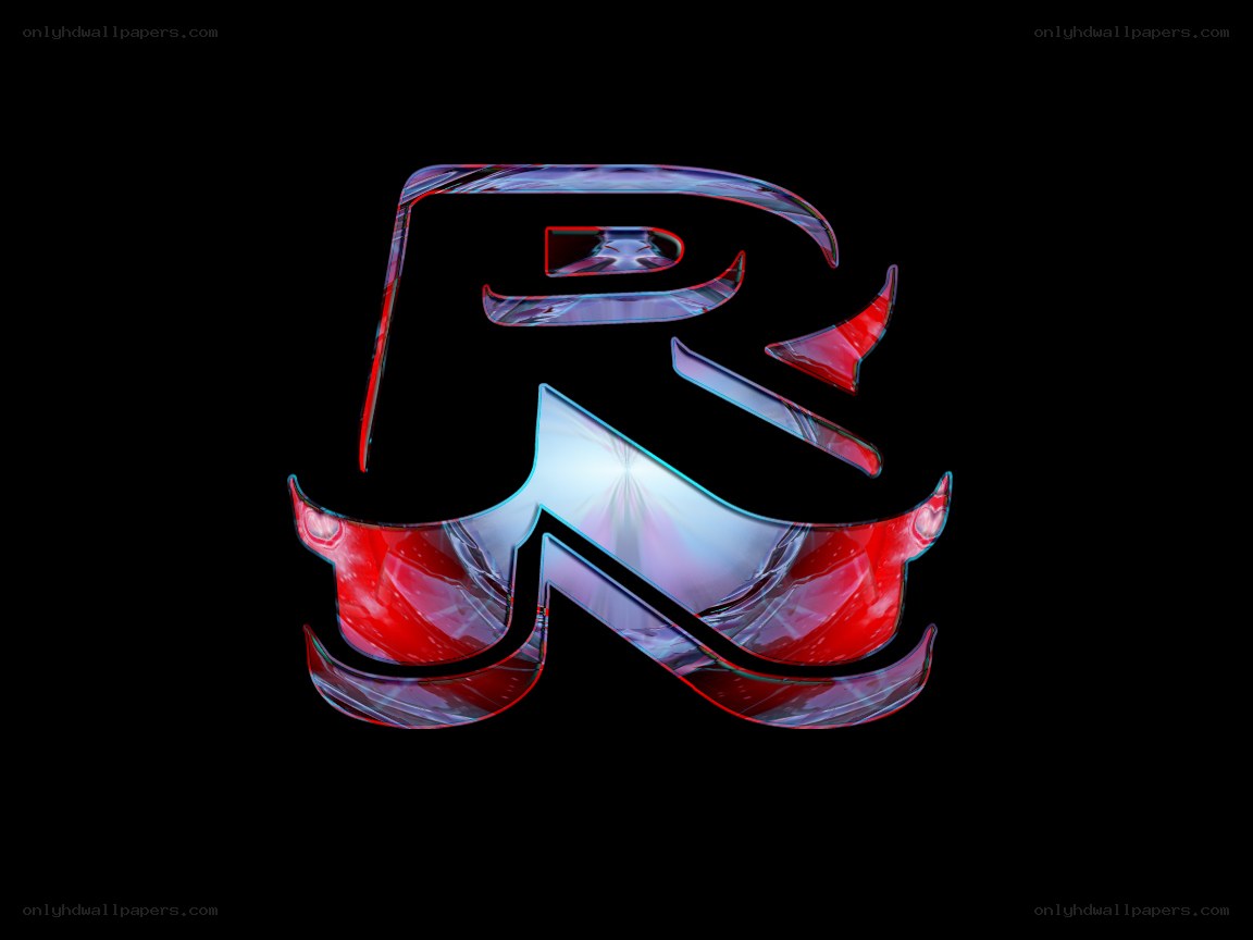 glowing red and blue letter R
