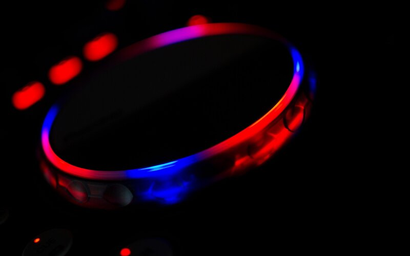 glowing red and blue ring