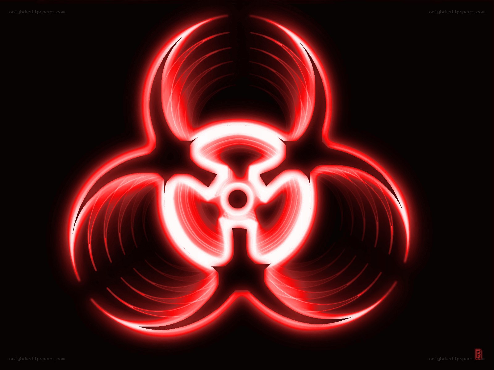 glowing red biohazard symbol