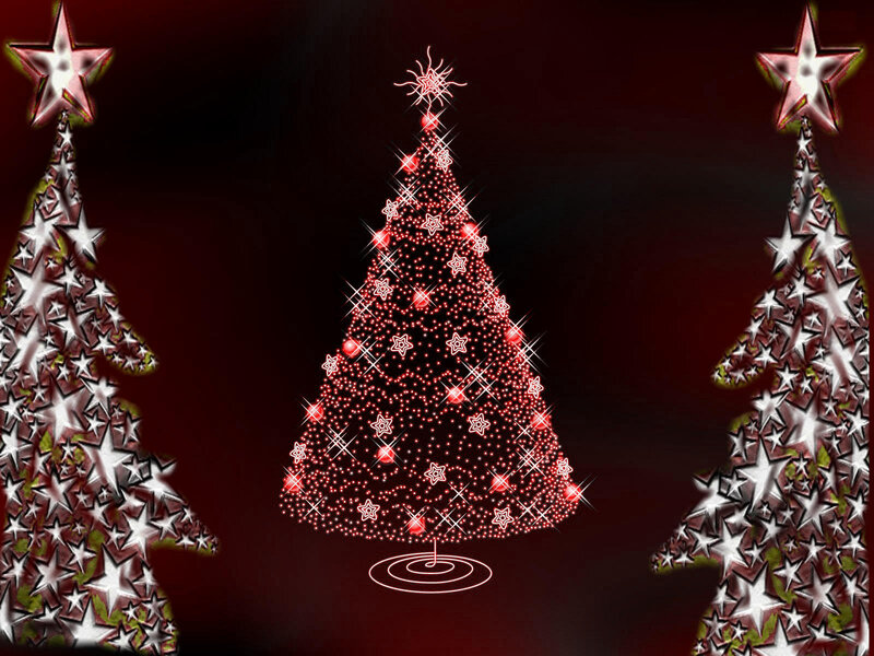 glowing red Christmas tree