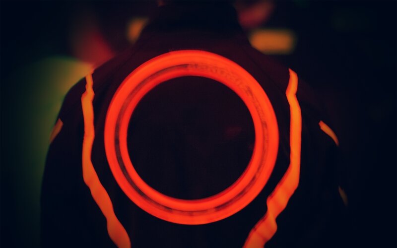 glowing red circle on back