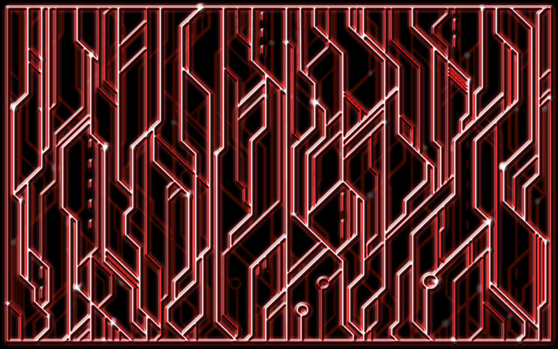 glowing red circuit pattern