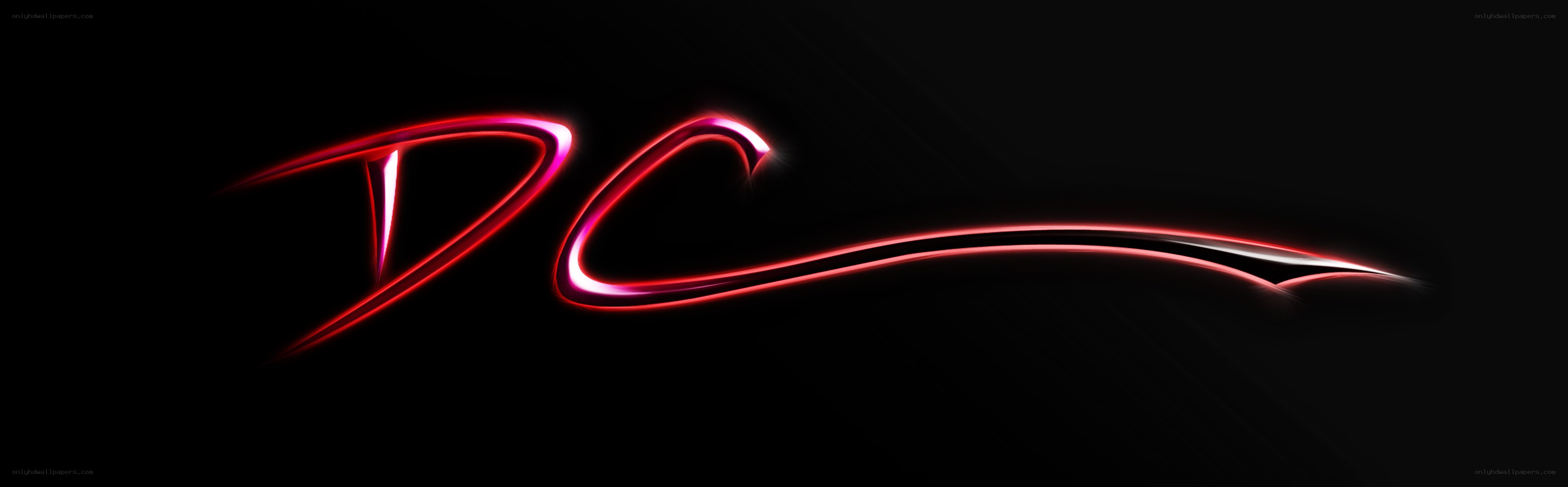 glowing red DC logo