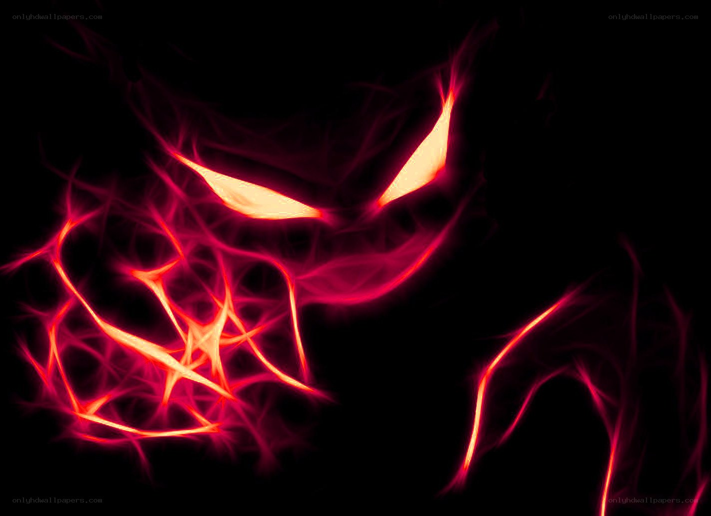 glowing red demon face