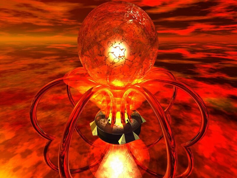 Glowing red energy sphere