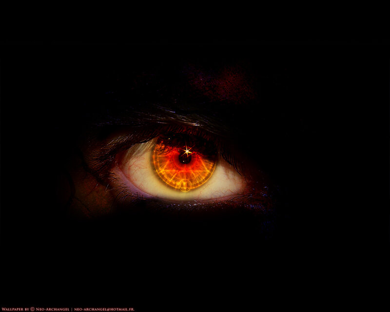 Glowing Red Eye — Black, Dramatic