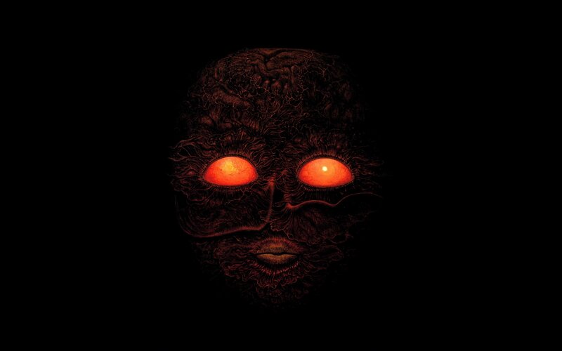 Glowing Red Eyes Face
