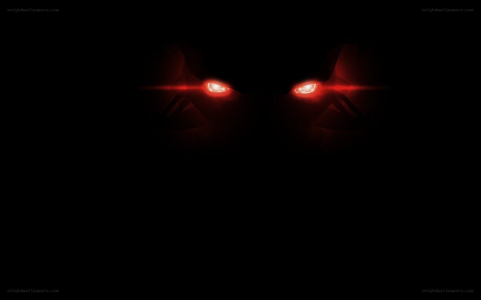 glowing red eyes in darkness