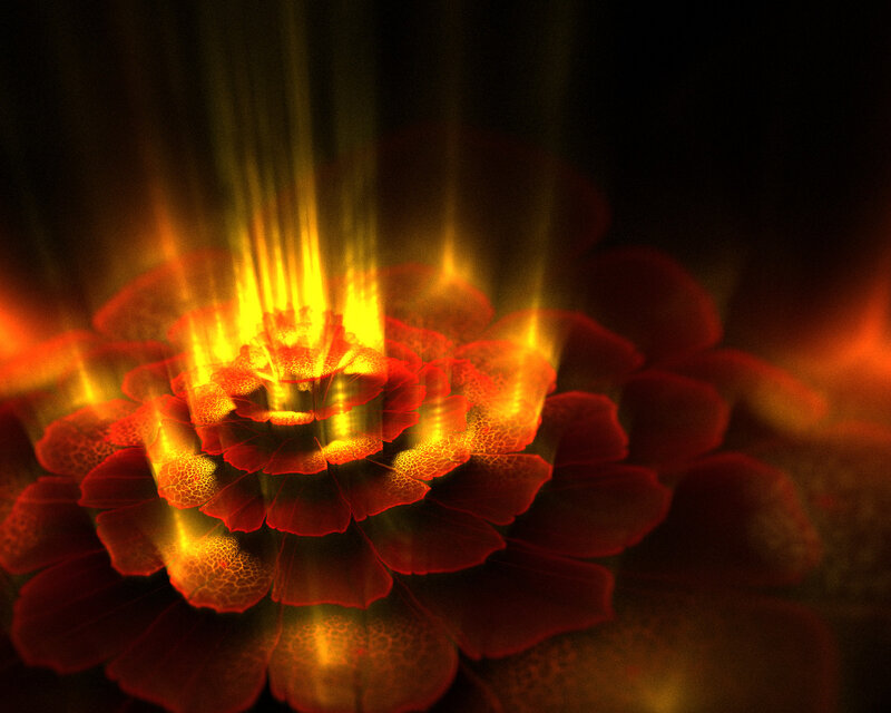 Glowing Red Flower — Dramatic, Digital Art