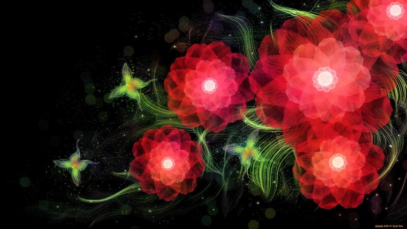 Glowing Red Flowers — Ethereal