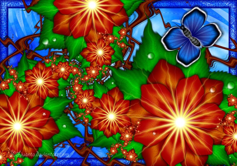 Glowing Red Flowers — Vibrant