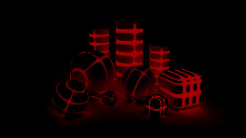 glowing red geometric shapes