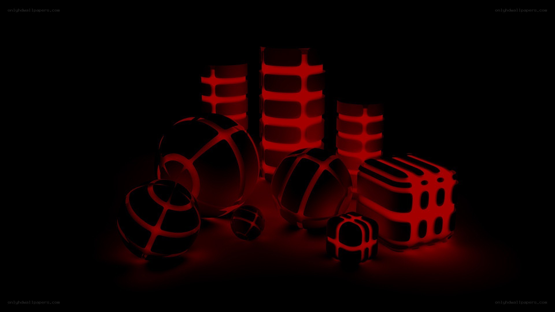 glowing red geometric shapes