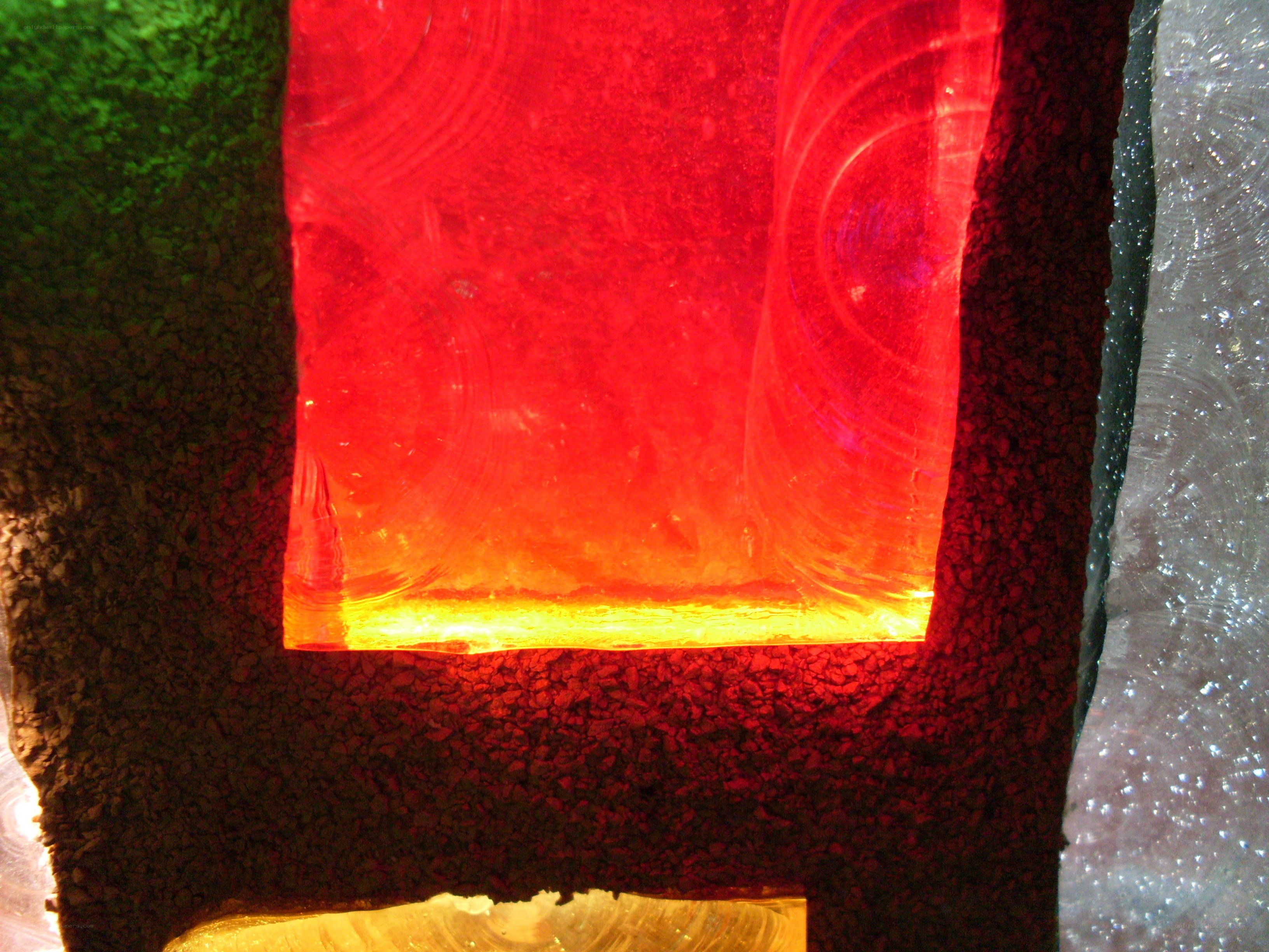 glowing red glass sculpture