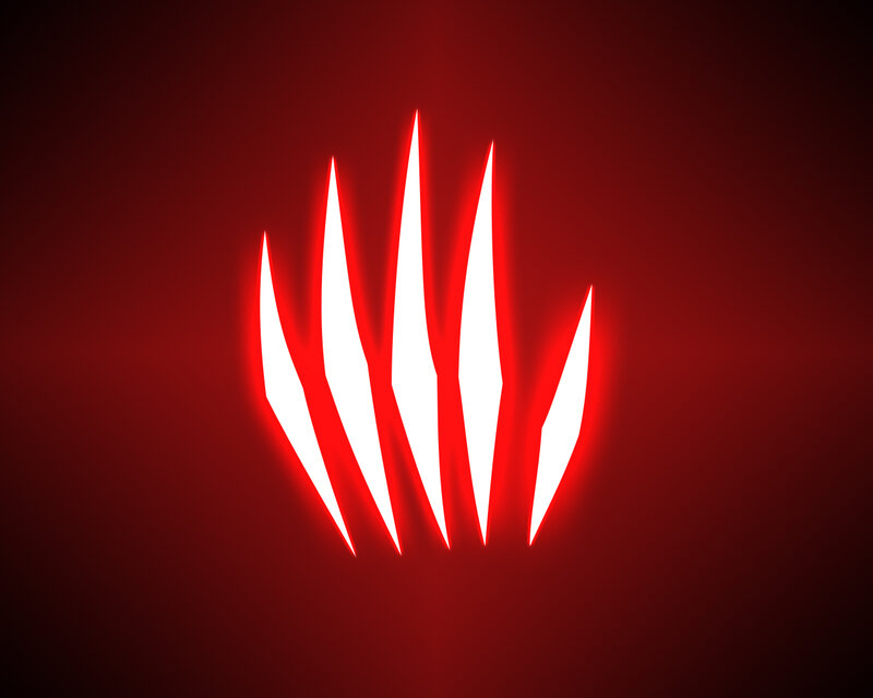 glowing red hand symbol