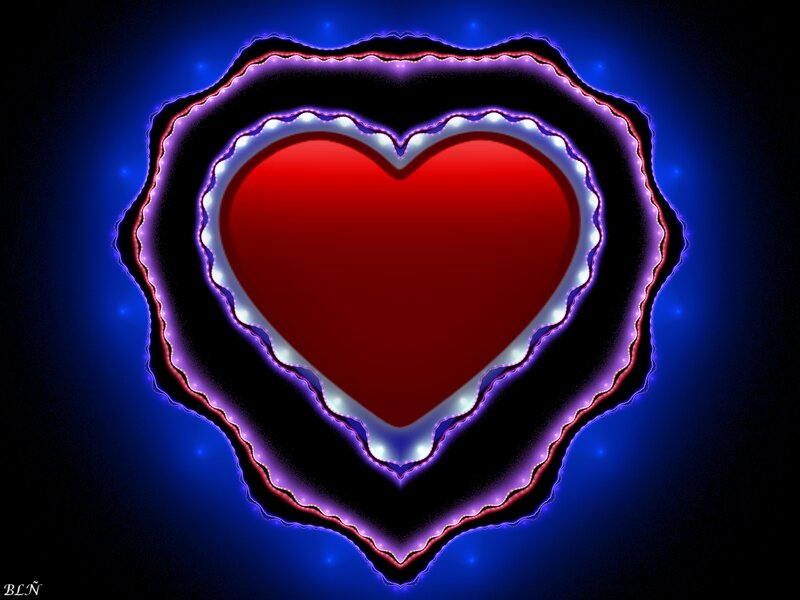 Glowing Red Heart — Dramatic, Digital Art, Blue Background