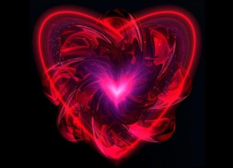 Glowing Red Heart — Dramatic, Digital Art, Light