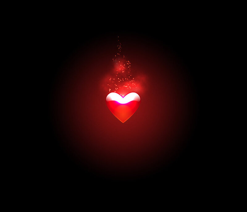 Glowing Red Heart — Dramatic, Digital Art