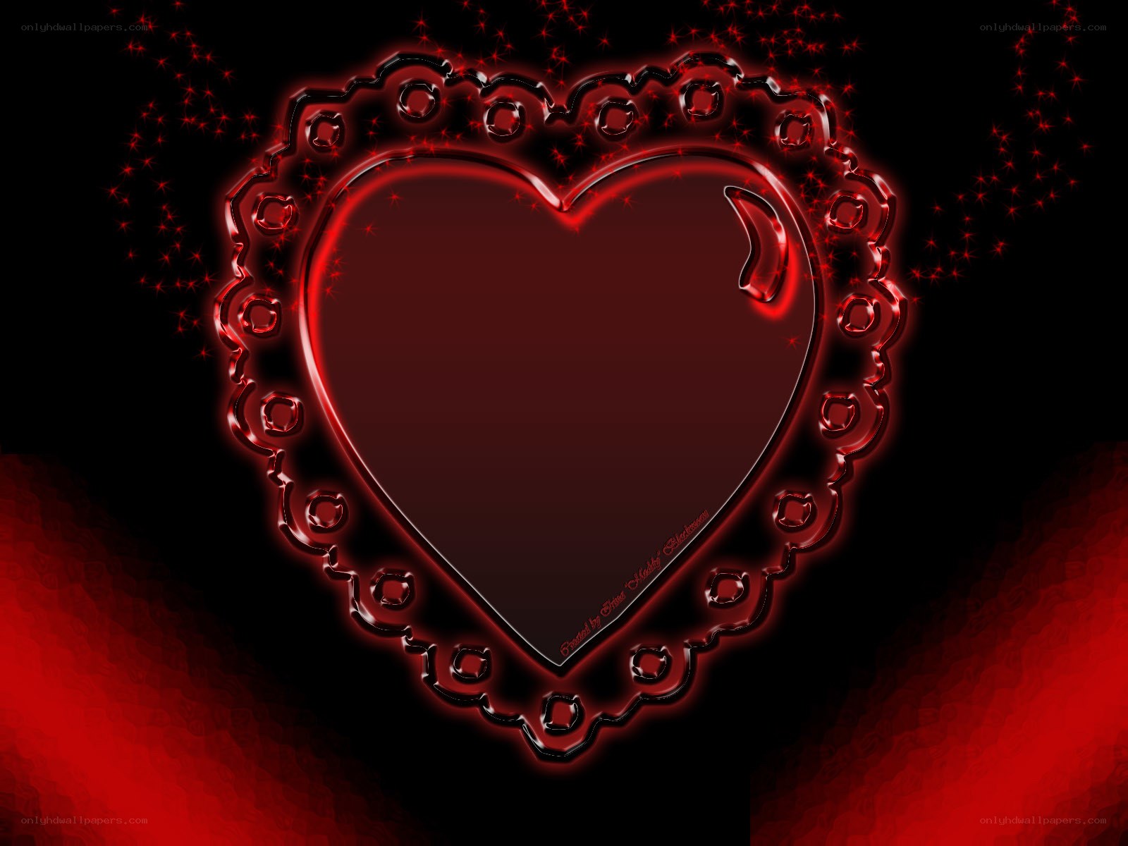 glowing red heart frame