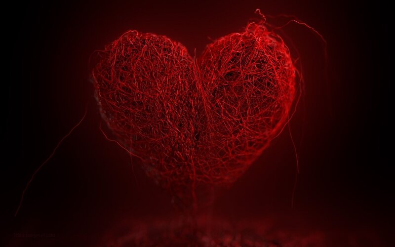 glowing red heart of threads