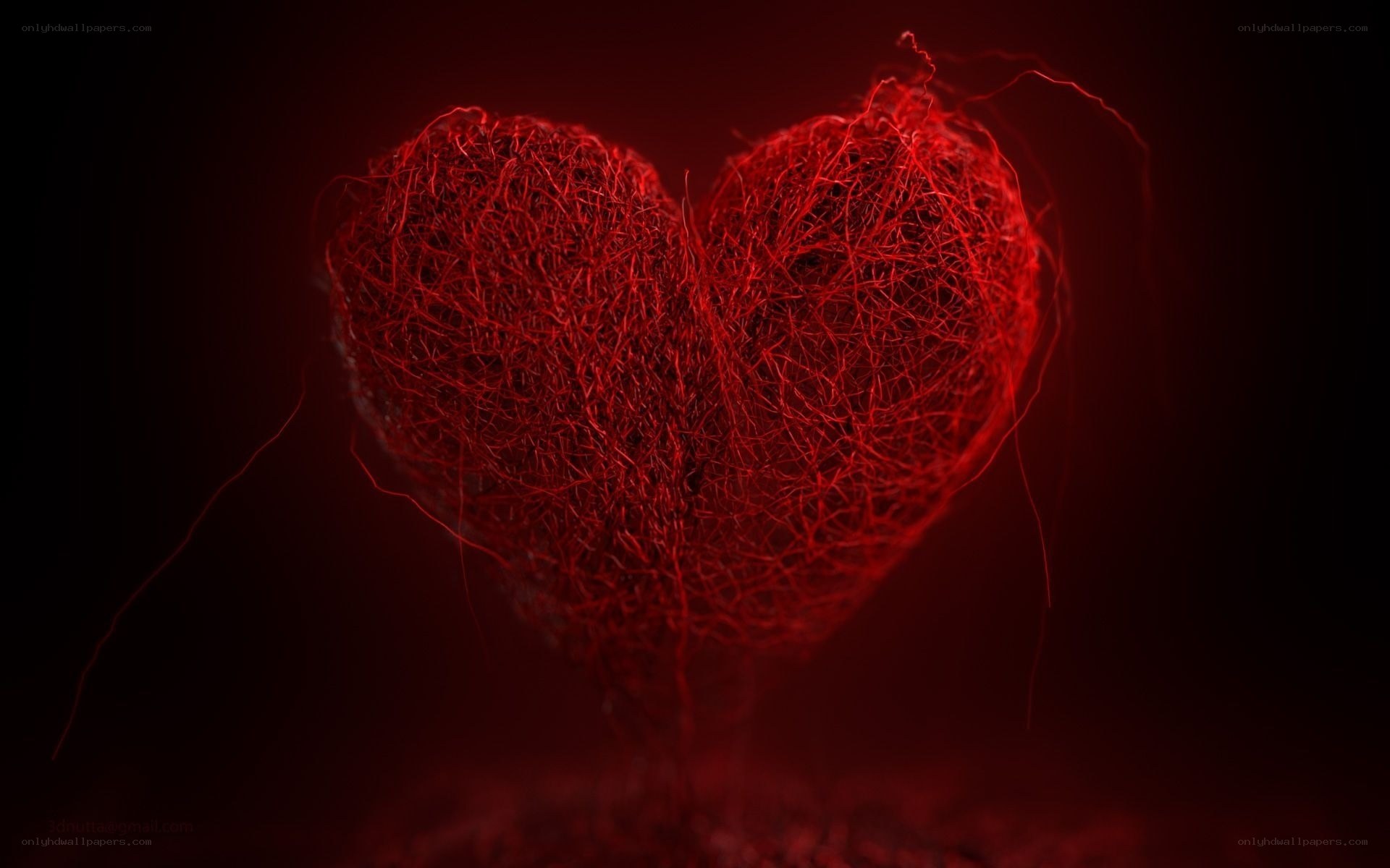 glowing red heart of threads