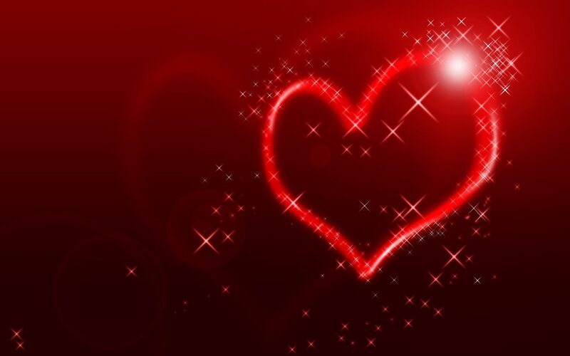 Glowing Red Heart — Romantic, Digital Art, Sparkles