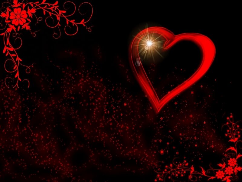 Glowing Red Heart — Romantic, Night, Digital Art