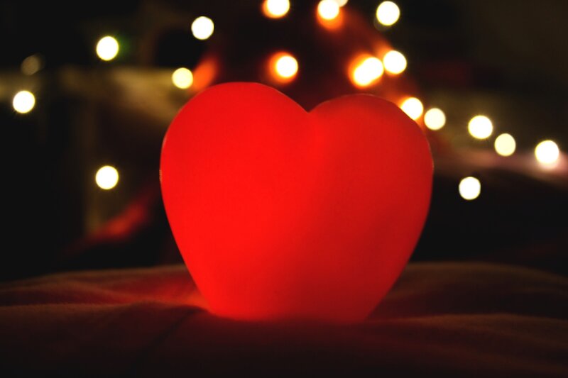 Glowing Red Heart — Romantic, Night