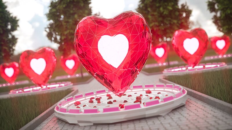 Glowing Red Heart Sculpture — Serene