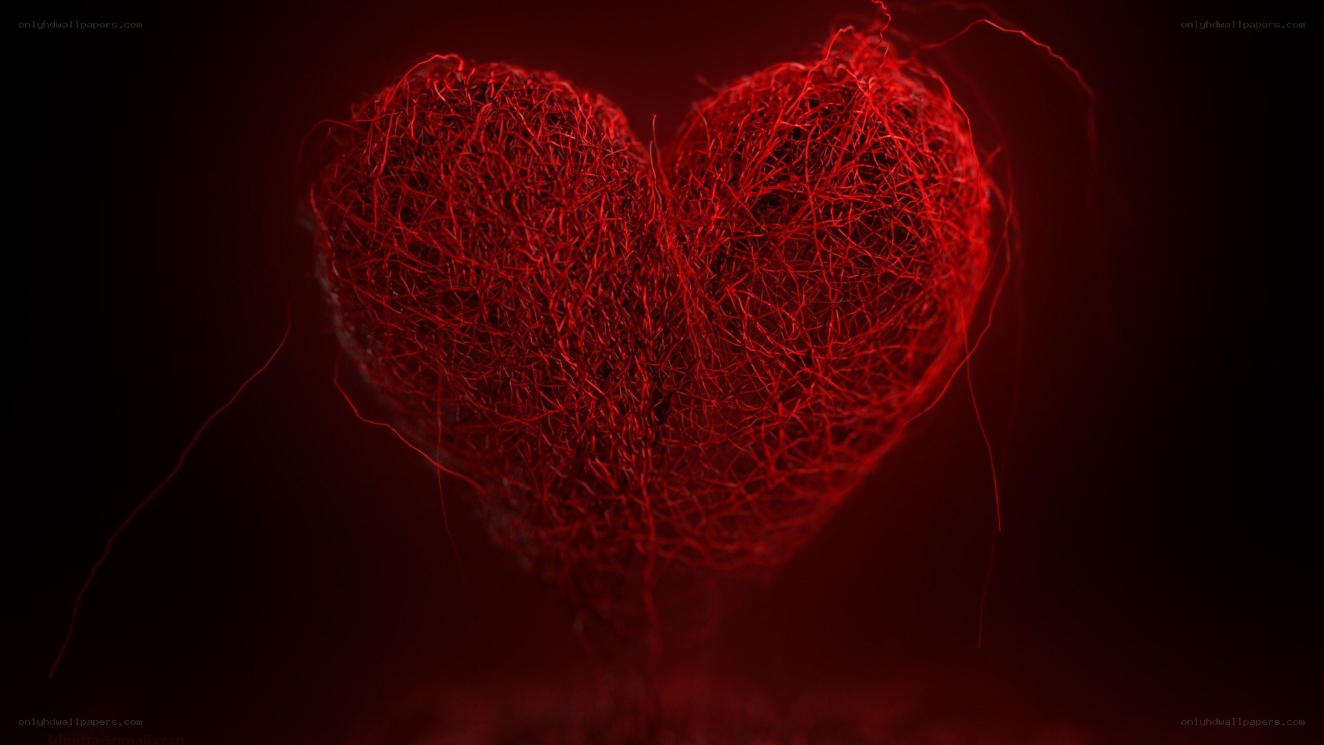 glowing red heart sculpture