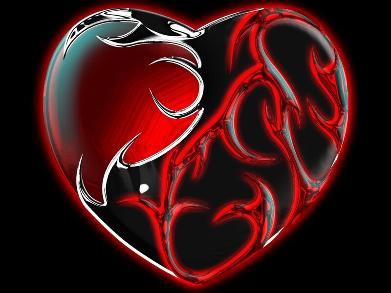 glowing red heart with flame design