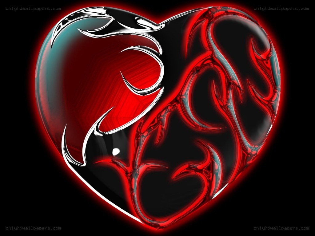 glowing red heart with flame design