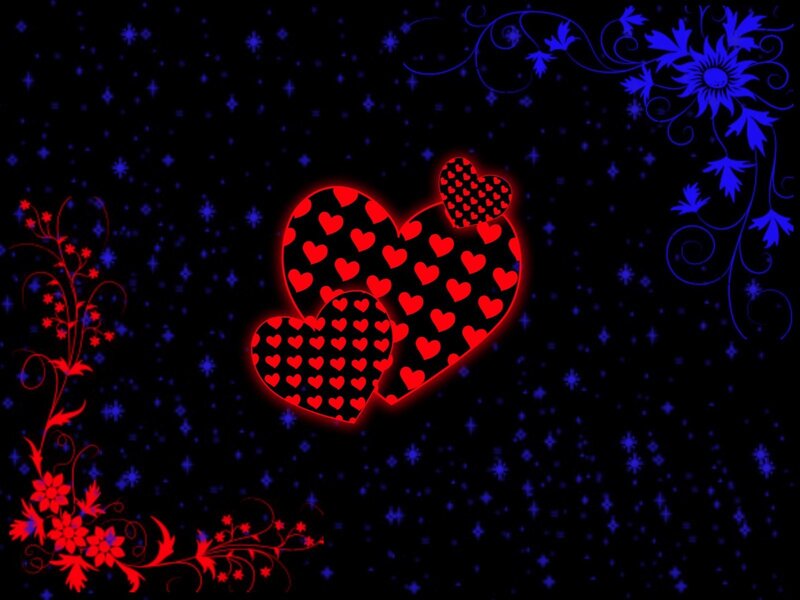 Glowing Red Hearts — Black