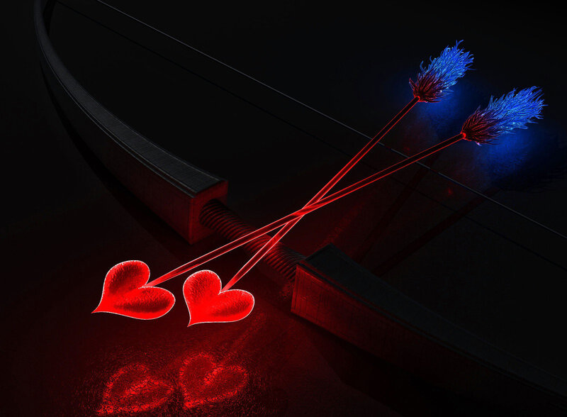 Glowing Red Hearts — Dramatic, Night