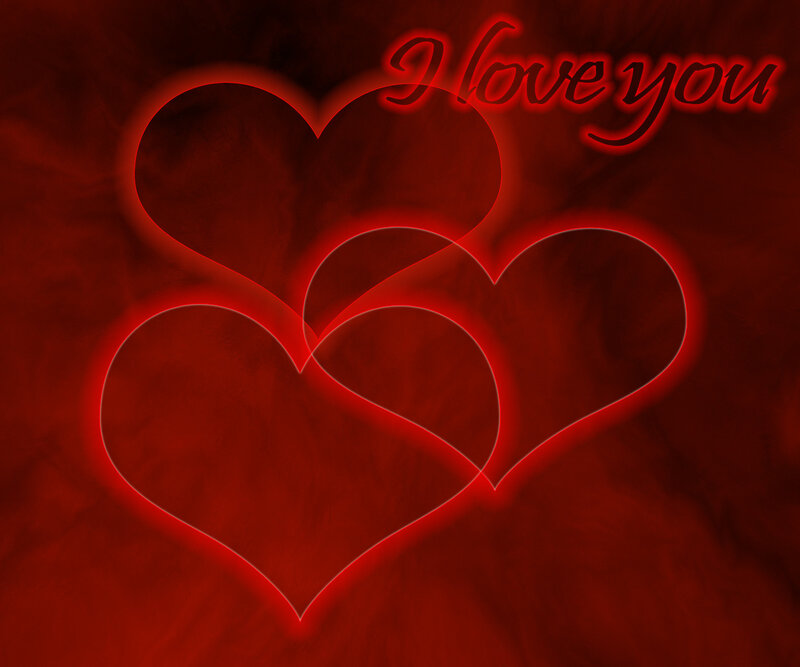 Glowing Red Hearts