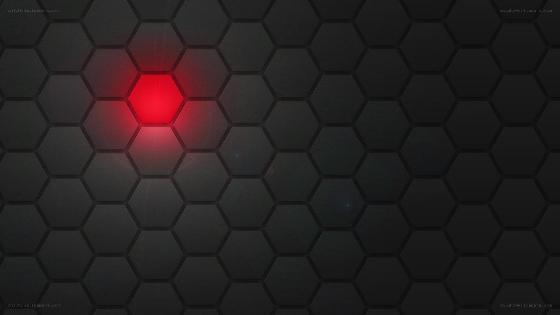 glowing red hexagon on dark grid