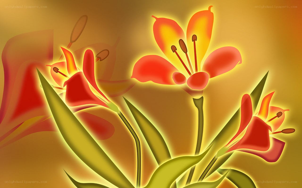 glowing red lilies