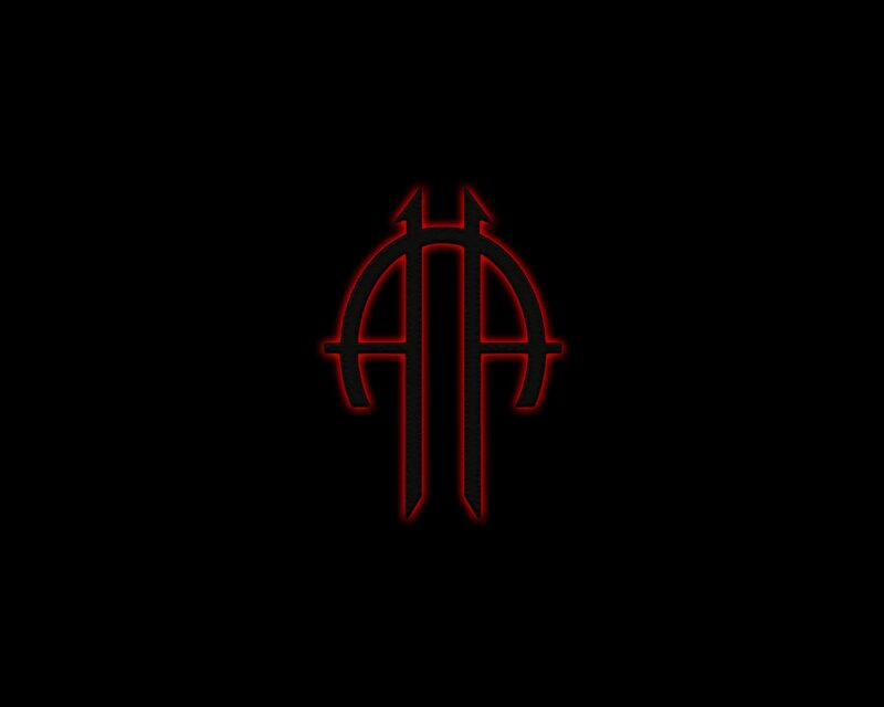 glowing red logo on black