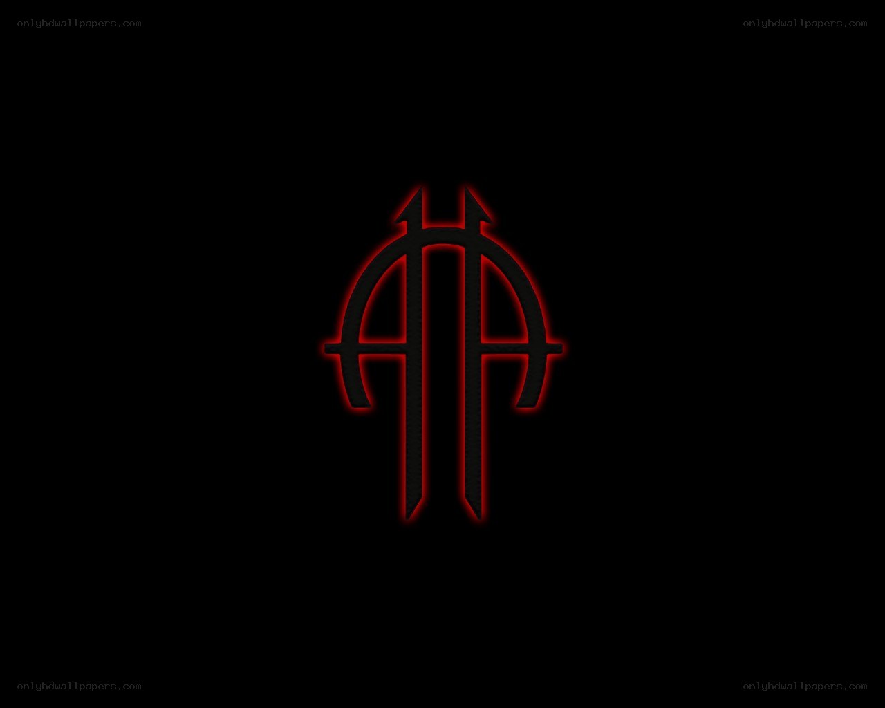 glowing red logo on black