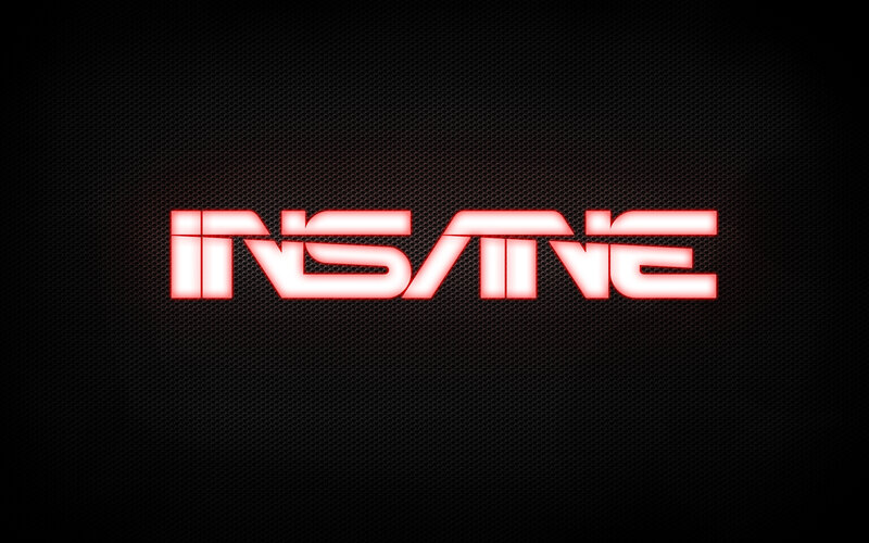 glowing red logo on dark background