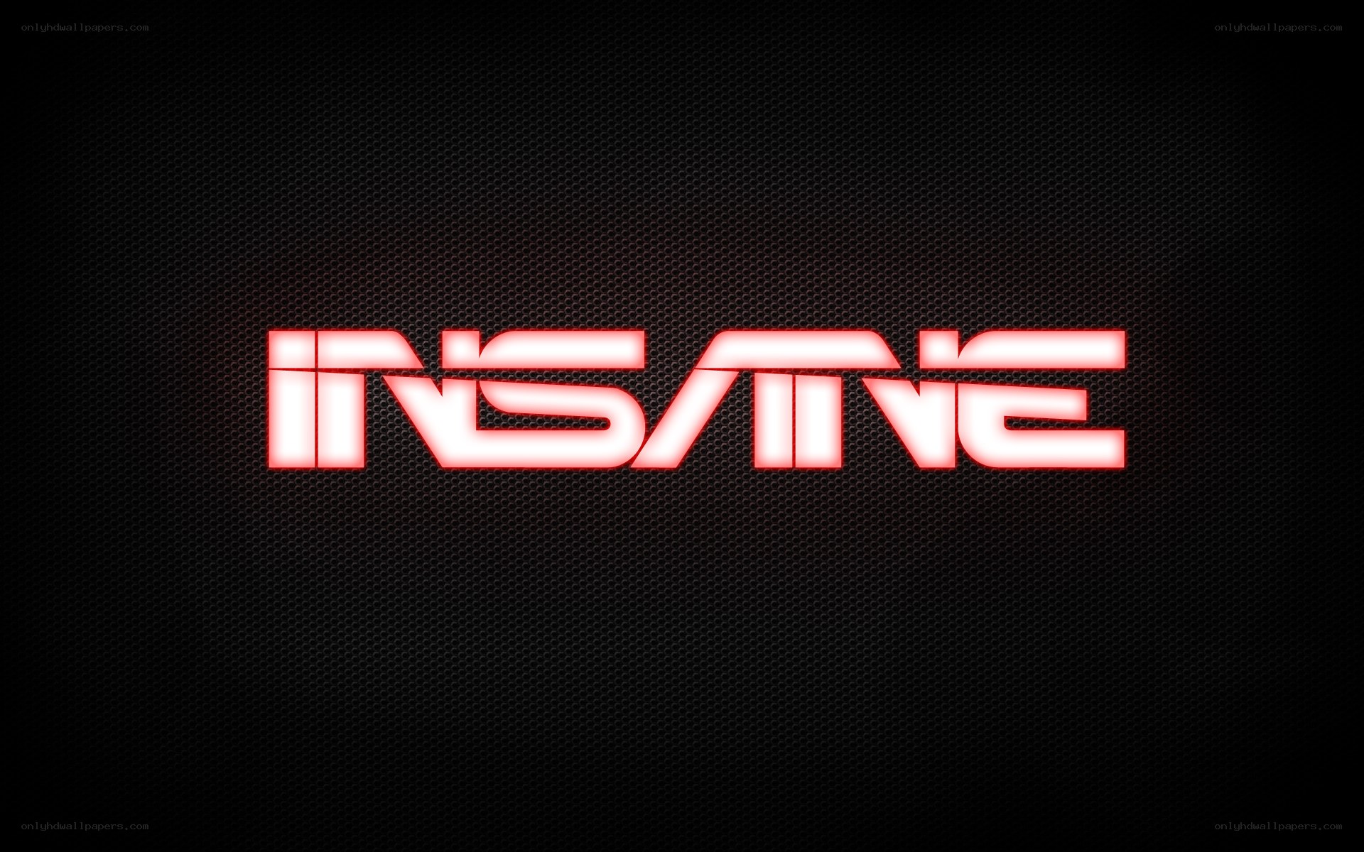 glowing red logo on dark background