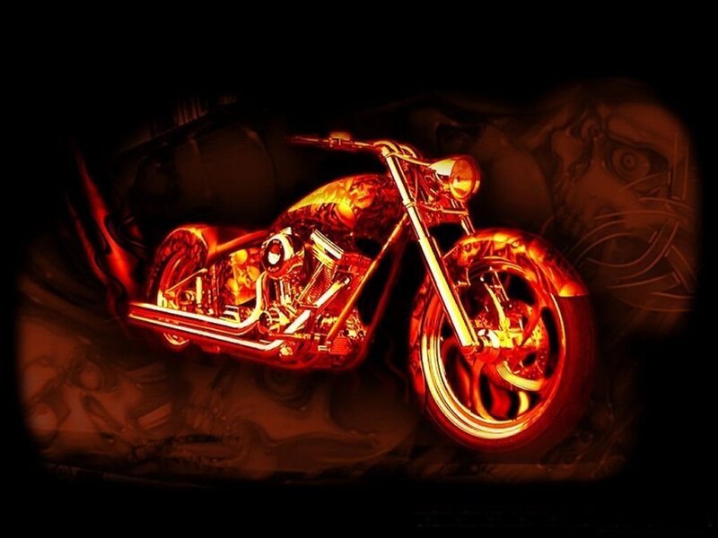 glowing red motorcycle art